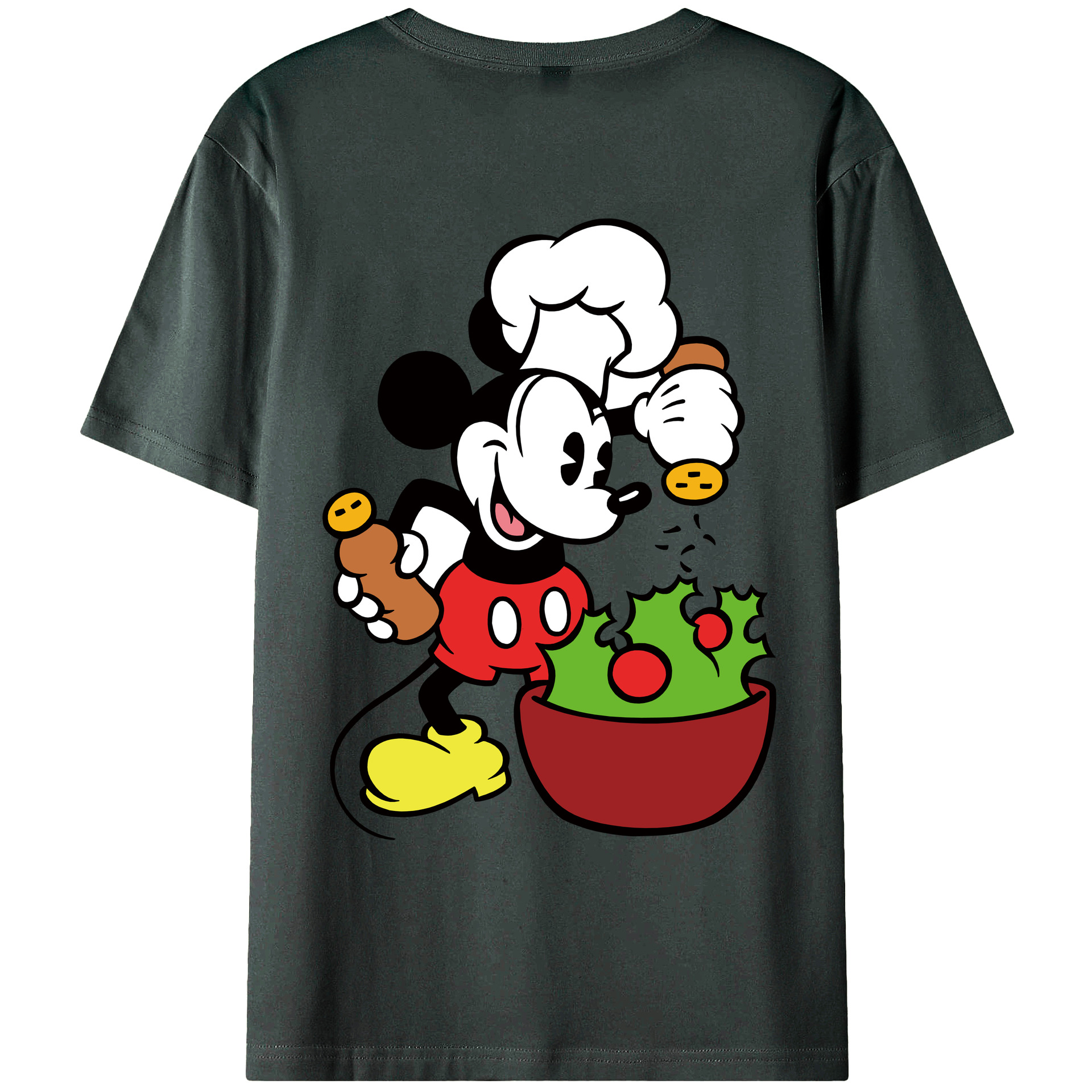 ミッキーマウス Mickey Mouse 綿100％ メンズ半袖Tシャツ（バックプリント） 通気性